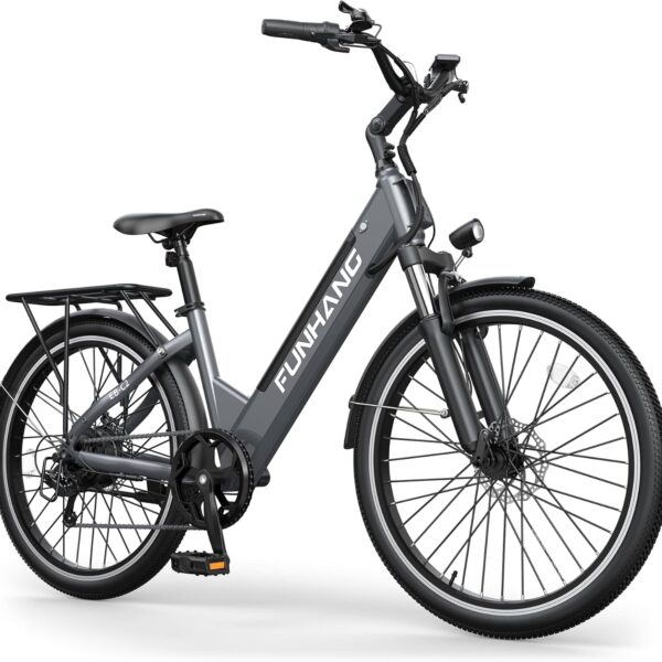 Electric Bike for Adults, 1000W Peak Ebike, 50Miles 21.7MPH Step Thru Electric Bicycle, 26" Commuter E Bikes with 48V Built-in Removable Battery, Adjustable Stem, 7-Speed, Front Suspension